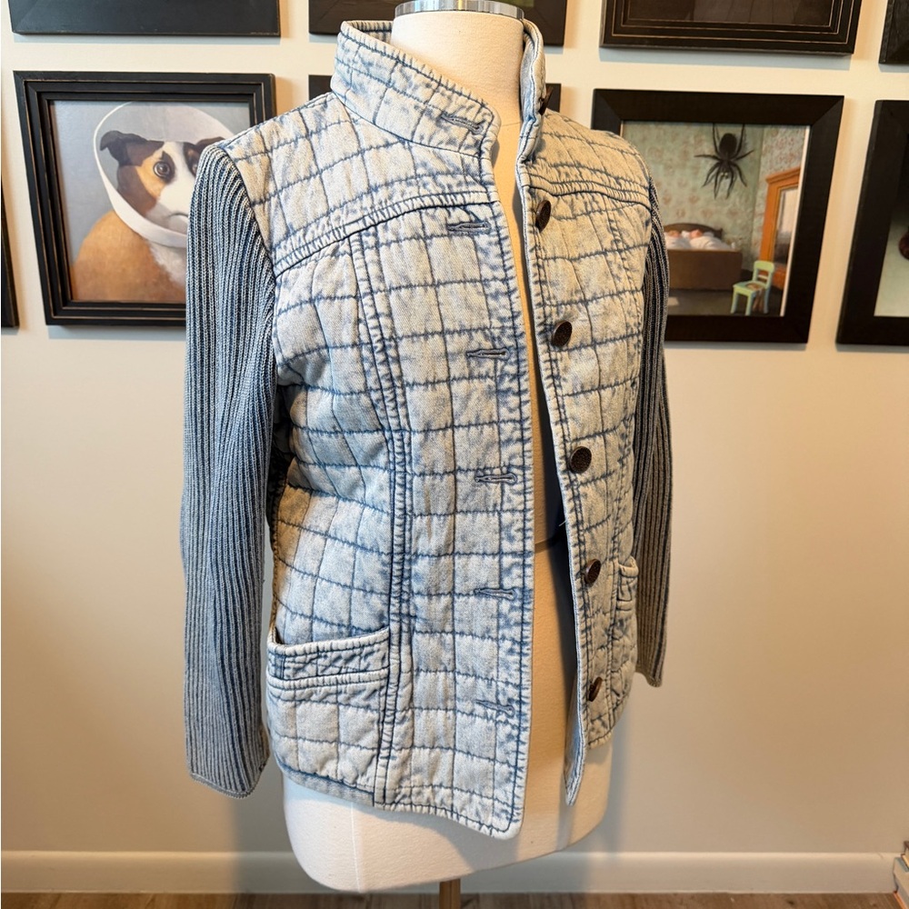 Blue Willi's Light Blue & Gray Quilted Jean Jacket size medium